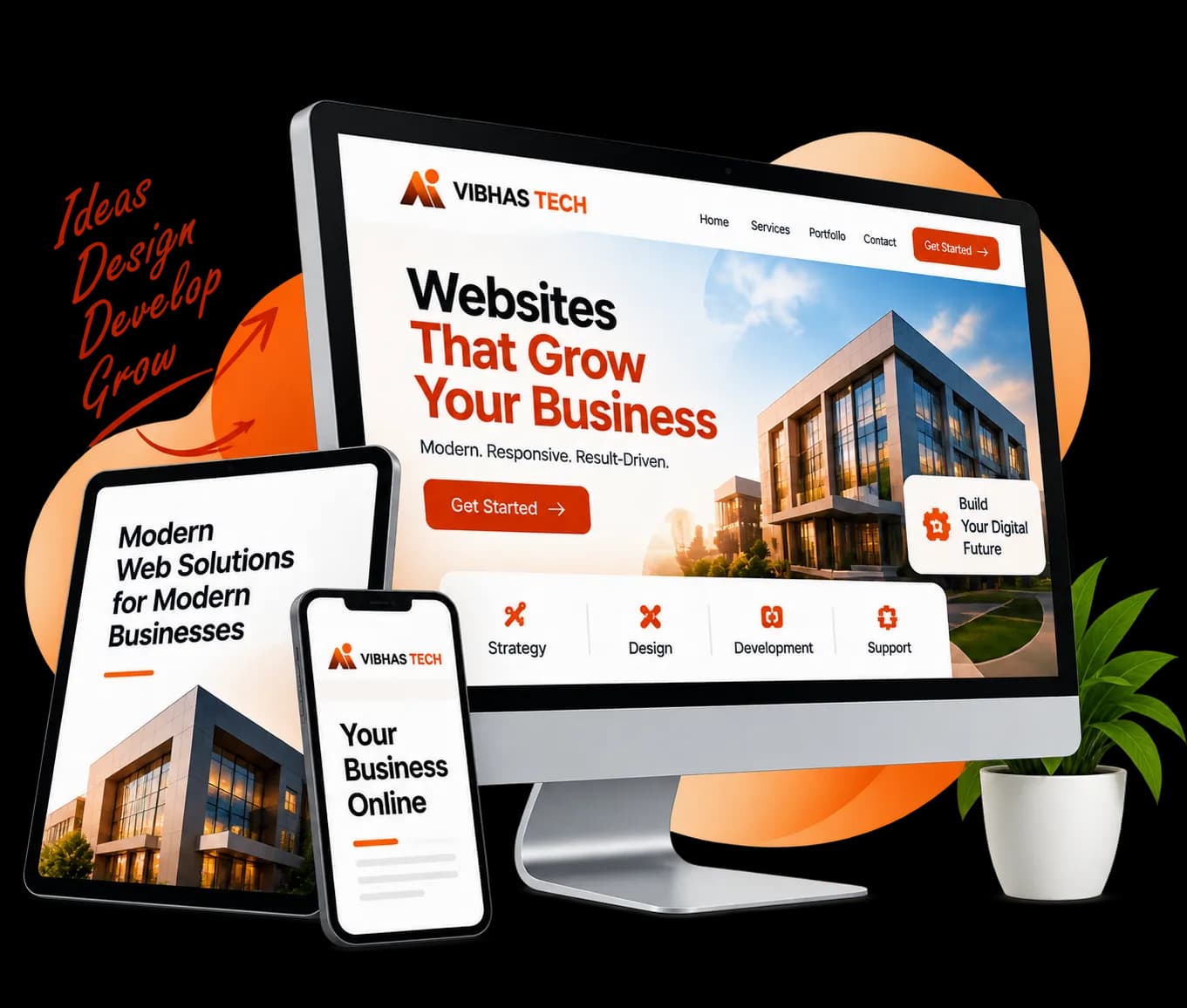 Our Website Development Services - Vibhas Tech Multi-Device Showcase